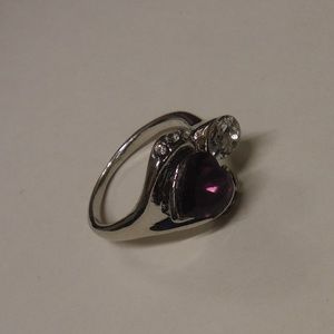 Purple Gemstone Heart Fashion Ring